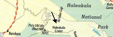 Kartenausschnitt Haleakala-Trails